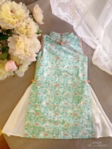 Snow Rabbit Zhihu girl cheongsam dress Chinese style Chinese style children imported cotton cloth modified cheongsam