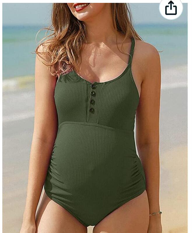 New Maternity Swimsuit with Belly Support, Large Size One-Piece Bikini, Hot Spring, Tight-Fitting and Stretchy, One Size Larger Than Usual