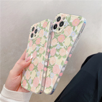 P40ins pink rose flowers iphone131211promax mobile phone shell xs transparent 78plus female xr soft