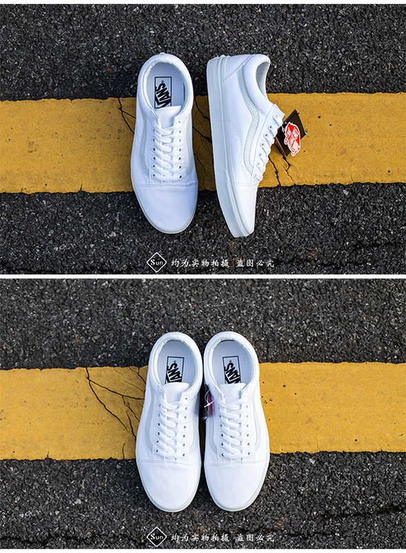 Vans Vans cũ skool cổ điển OS vải trắng giày giày nam giày nữ VN000D3HW00 giầy cầu lông kumpoo