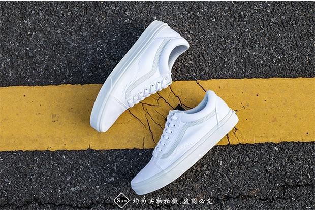 Vans Vans cũ skool cổ điển OS vải trắng giày giày nam giày nữ VN000D3HW00 giầy cầu lông kumpoo