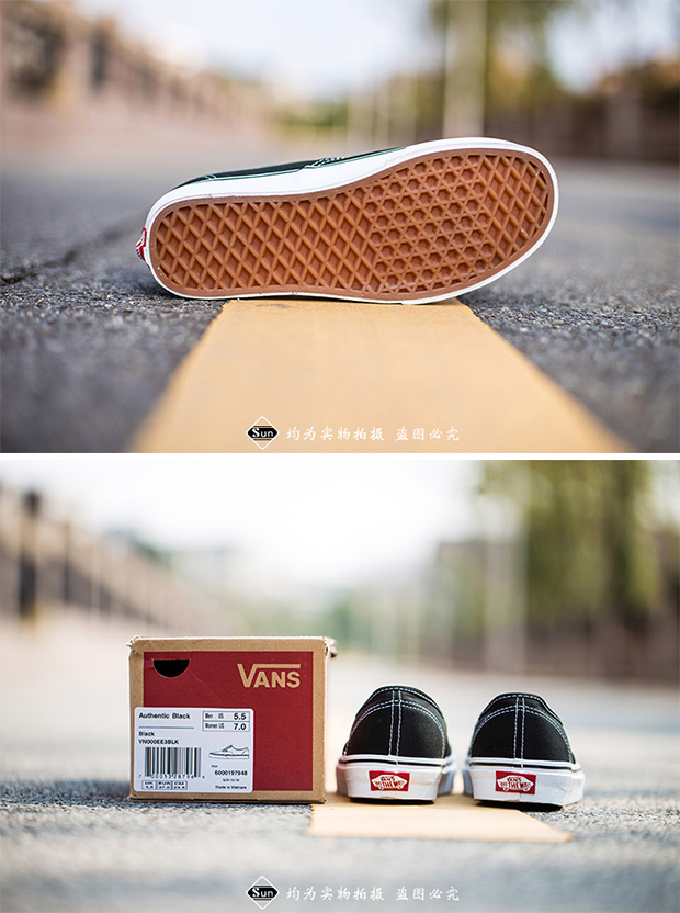 Vans vans aut màu đen và trắng vải cổ điển thấp nam và giày đôi mẫu giày thông thường VN000EE3BLK - Plimsolls giày sport nam