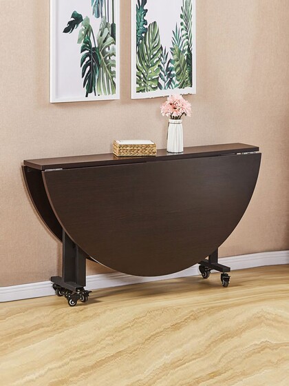 Home round table dining table foldable mobile dining table simple folding table hotel round desktop three-fold table