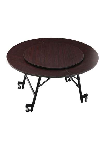 Home round table dining table foldable mobile dining table simple folding table hotel round desktop three-fold table