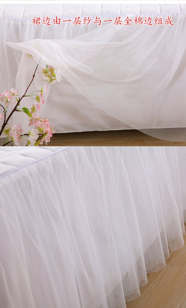 Chăn bông / một lớp váy công chúa màu rắn với sợi cotton giường váy trải giường tấm đơn màu be - Váy Petti 	chân váy giường