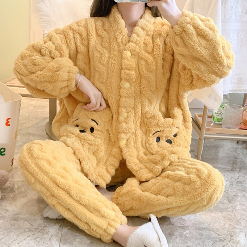 Sandro Vicari pajamas autumn and winter ladies small sub 2021 new flange suede cute long sleeve stay-at-home clothing