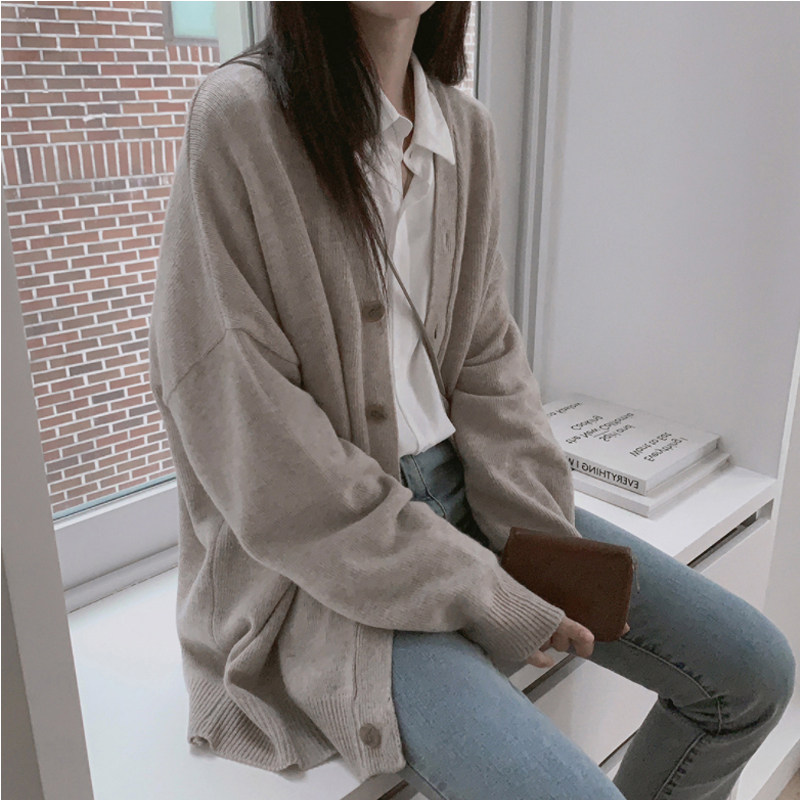 Sandro Mosquoni knit cardiovert 2021 new fall Korean version Lazy Wind Loose Knit Jacket