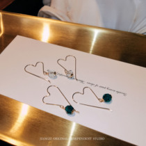 JZ STU ◆ Elf American imported 14K gold Gold Gold Gold Shi family Crystal peach heart ear hook earrings earrings earrings