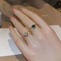 JZ STU Original Design 14K gold-clad copper-plated zircon simple temperament peach heart buckle ring ring