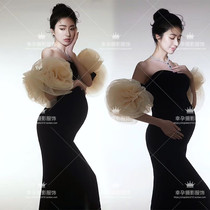 Maternity photo clothing black slim velvet high-definition dress photo studio new style pregnant mother simple retro maternity photo clothes