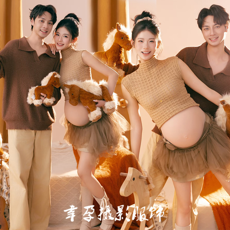 New Photo Studio Maternity Photography Outfits, Couple-Themed Sweater Sets, Pregnant Women's Belly Photo Shoot Clothes for Home Photography New Photo Studio Maternity Photography Outfits, Couple-Themed Sweater Sets, Pregnant Women's Belly Photo Shoot Clothes for Home Photography