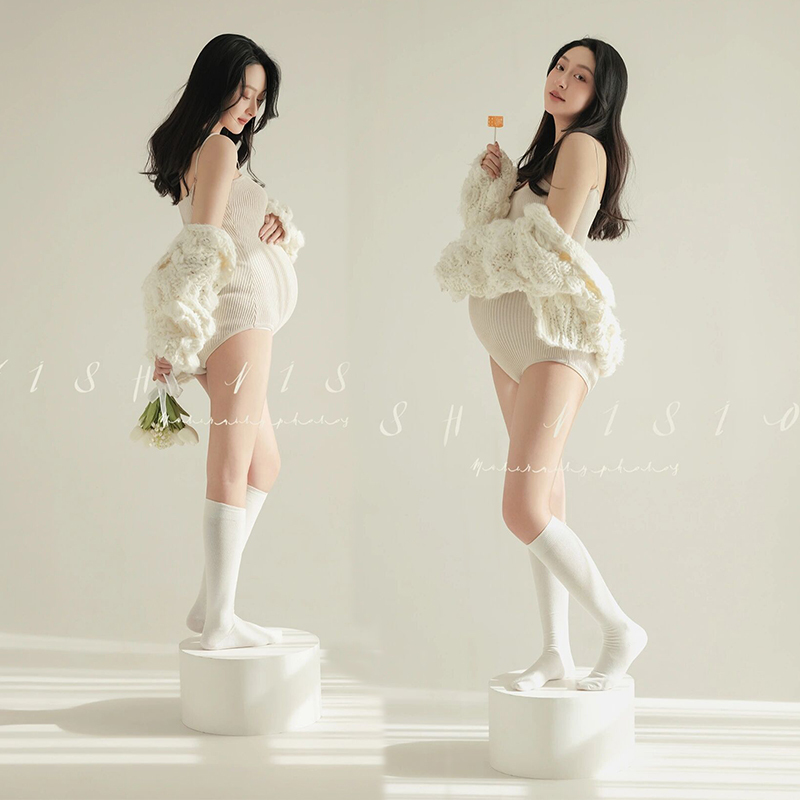 Maternity Photo Shoot Clothing Exhibition New Style Seahorse Body Beautiful and Elegant Pregnant Mommy Belly Photo Studio Portrait Photography Clothing