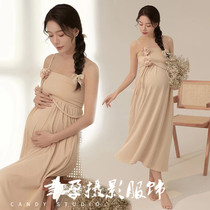 Pregnant woman photography clothing studio French tube top dress temperament pregnant mommy art photo photography clothing