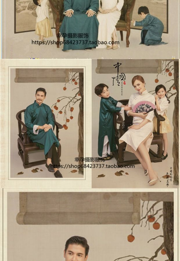 2019 studio mới chụp ảnh trang phục trẻ em gia đình chân dung quần áo gia đình cha mẹ con nhà nước Cộng hòa phong cách retro sườn xám áo váy gia đình
