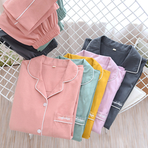 Japanese cotton couple pajamas Womens Spring and Autumn long sleeve thin home clothing set cotton cardigan large size mens home wear