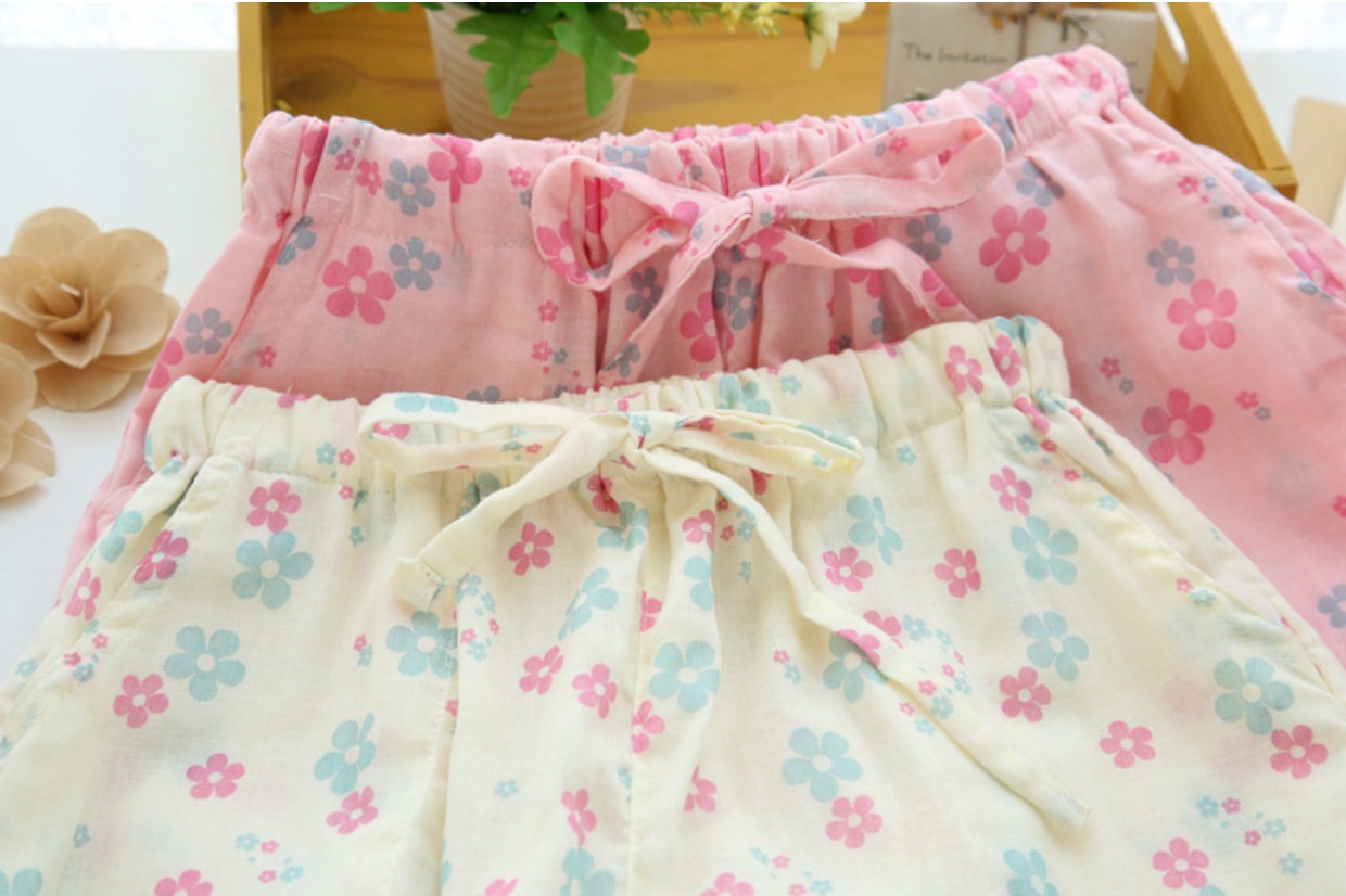 Đôi cotton sợi cotton dễ thương quần ngủ nữ mỏng dễ thương hào phóng hoa cotton quần short giản dị nhà quần quần sooc nam