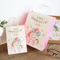 High-grade cartoon hand-painted unicorn gift bag box exquisite Korean handbag birthday gift paper bag