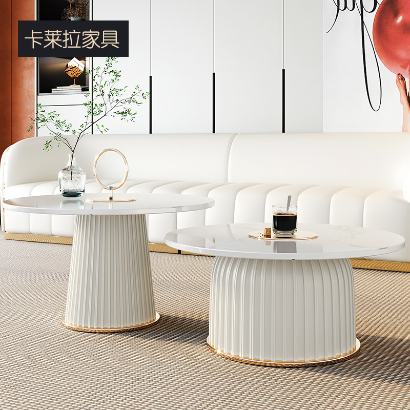 Carlera 2022 new modern minimal circular rock tea set of a few consolidated light luxury creative living room tea