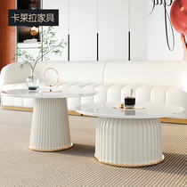 Calella 2022 new modern minimalist round rock slab coffee table combination Italian light luxury creative living room coffee table