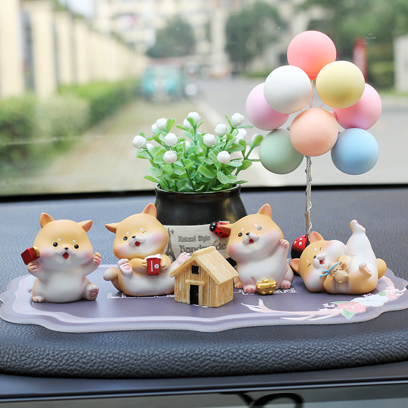 Lucky cute Shiba Inu ornaments mini puppy net red cure car center console jewelry goddess doll