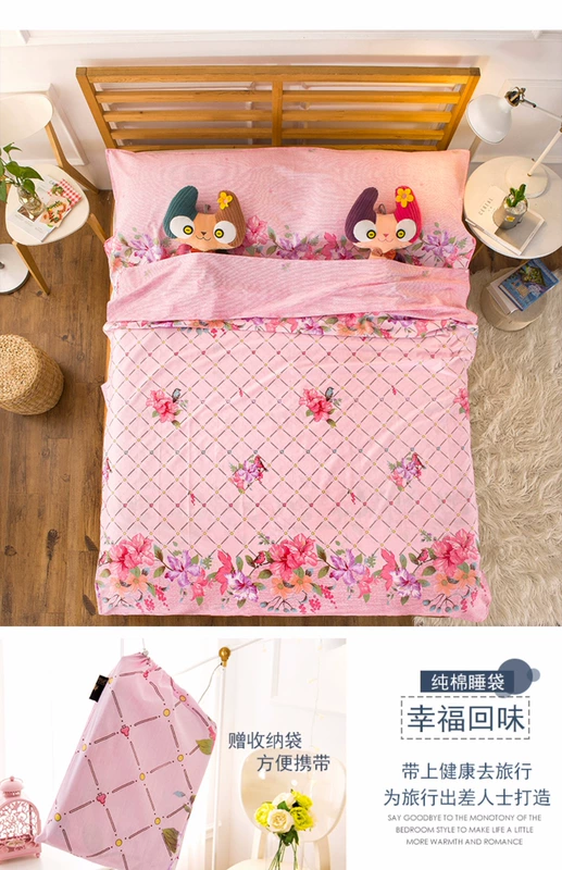 Túi ngủ du lịch sức khỏe cotton dành cho người lớn sản phẩm ngoài trời siêu nhẹ khách sạn trên tấm bẩn cầm tay túi du lịch mỏng