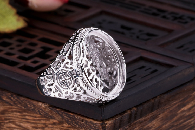Nhẫn bạc 925 hỗ trợ trống nhẫn nam sterling bạc hỗ trợ nhẫn không trả tiền Hỗ trợ nhẫn bằng sáp ong thiết lập màu ngọc lam 17 * 20 nhẫn cưới vàng tây