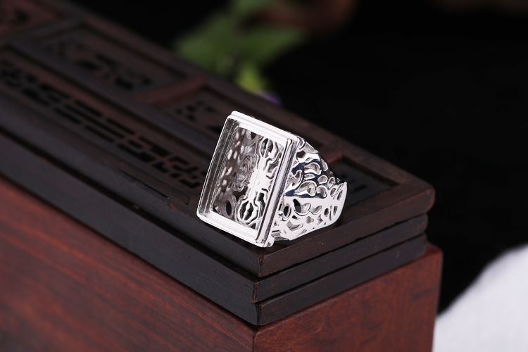 925 sterling bạc mạ vàng trắng nhẫn trống khay tự làm dát ngọc lam vòng sáp ong hỗ trợ 9 * 12 13 * 18 vòng vuông hỗ trợ nhẫn vàng tây
