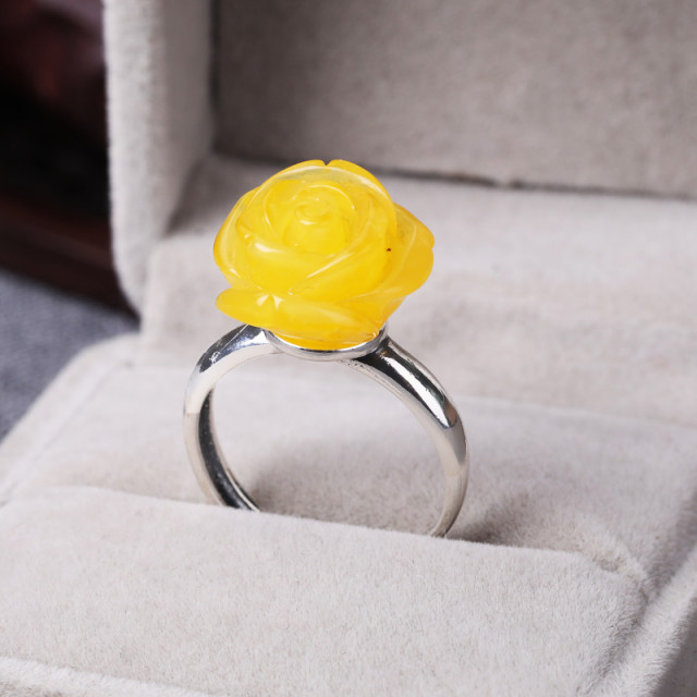 S925 sterling silver conformable ring empty holder diy inlaid beeswax amber turquoise live ring holder for men and women