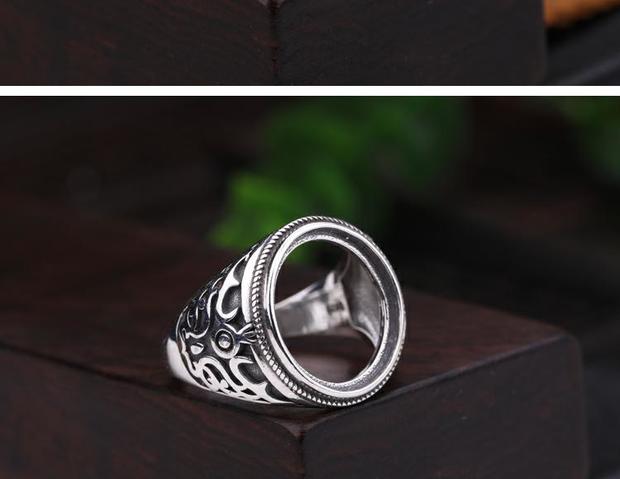 S925 sterling bạc nhẫn trống khay tự làm dát ngọc lam 13 * 17 15 * 20 11 * 13 mở nhẫn nam chăm sóc nhẫn nam
