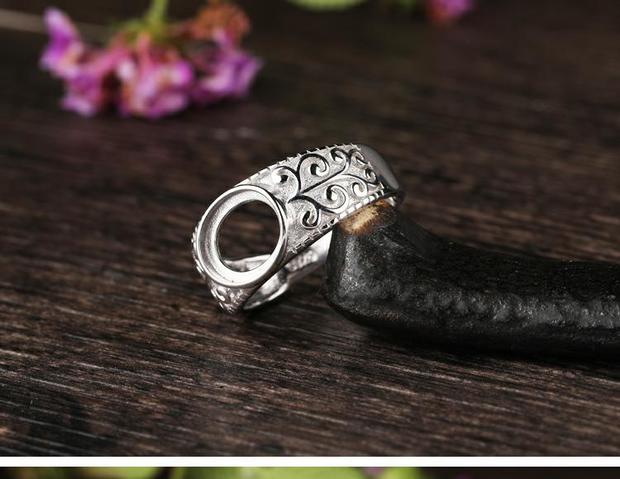 S925 sterling bạc mạ vàng trắng nhẫn trống hỗ trợ bằng tay sáp ong xanh thông 6 * 6 nhẫn hỗ trợ thiết lập 8 * 10 nhẫn vàng tây nam
