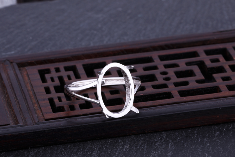 S925 sterling silver ring trống hỗ trợ thiết lập 10 * 14 7 * 9 8 * 10 11 * 13 9 * 12 12 * 15 nhẫn titan