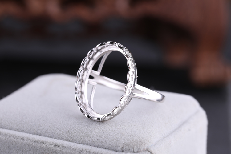 Nhẫn bằng bạc trắng mạ bạc 925 sterling trống hỗ trợ khảm đá ong thiết lập 16 * 21 14 * 19 17 * 20 16 * 24 nhẫn vàng tây nam