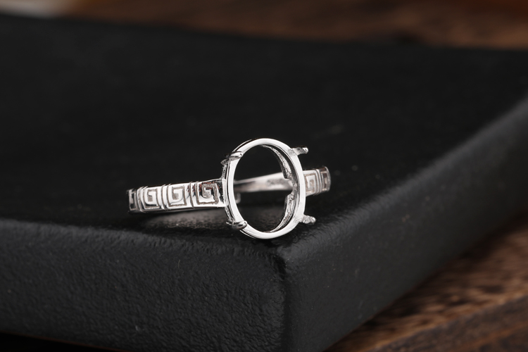 S925 sterling bạc nhẫn trống hỗ trợ trống sáp ong cài đặt 10 * 12 hỗ trợ nhẫn sống 9 * 11 12 * 14 6 * 9 nhẫn trơn