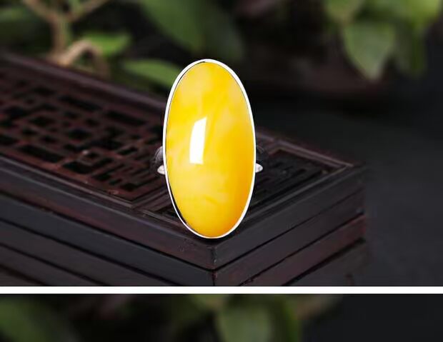 S925 sterling bạc nhẫn trống khay tự làm dát ngọc lam hổ phách sáp ong vòng hỗ trợ nữ 12 * 28 15 * 30 vòng hỗ trợ nhẫn vàng nam 18k