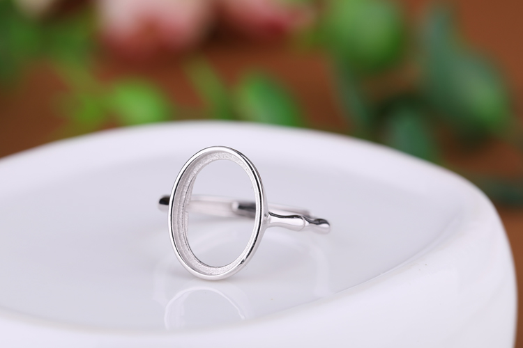 Nhẫn bạc 925 sterling trống khay tự làm dát sáp ong Songhi nữ mở nhẫn vàng trắng hỗ trợ cài đặt 10 * 14 nhẫn cưới vàng tây