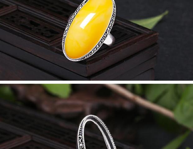 S925 sterling bạc nhẫn trống khay tự làm dát ngọc lam hổ phách sáp ong vòng hỗ trợ nữ 12 * 28 15 * 30 vòng hỗ trợ nhẫn vàng nam 18k
