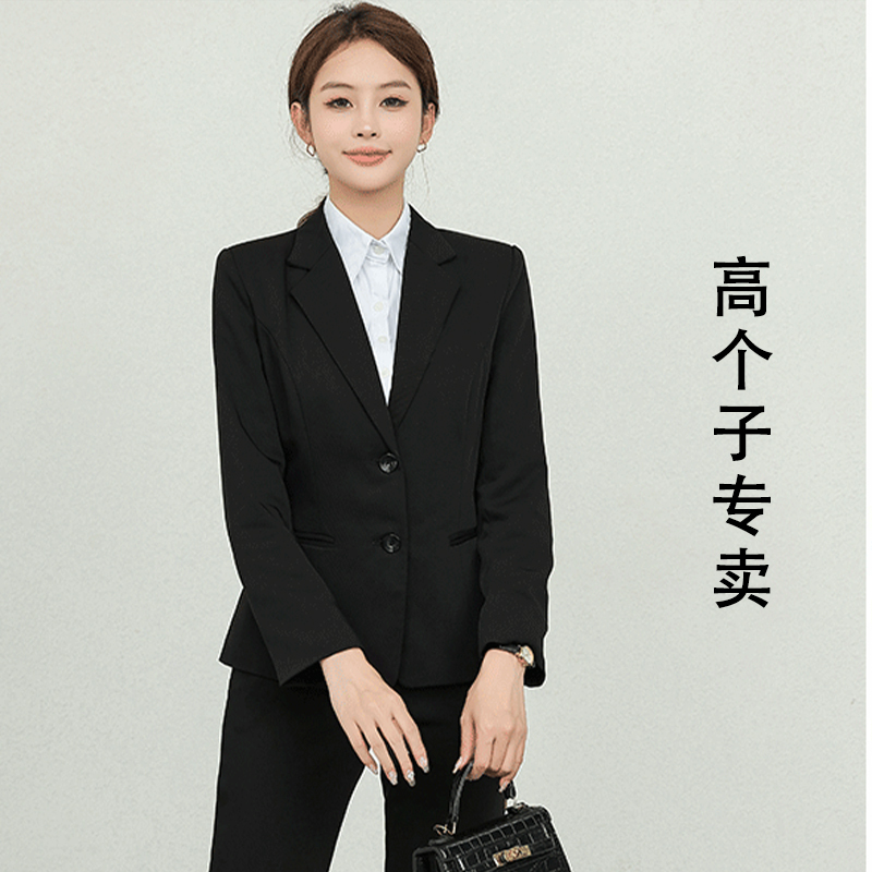 Business Style Black Blazer for Women, Mid-Length, Slim Fit, Professional Interview Formal Wear, High-Waisted Suit for Tall Individuals Business Style Black Blazer for Women, Mid-Length, Slim Fit, Professional Interview Formal Wear, High-Waisted Suit for Tall Individuals