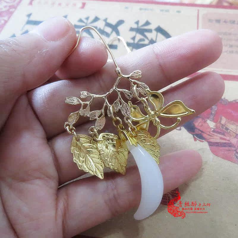 高品質純銅風中奇緣同款莘月劉詩詩古典耳環月牙耳環古風耳環