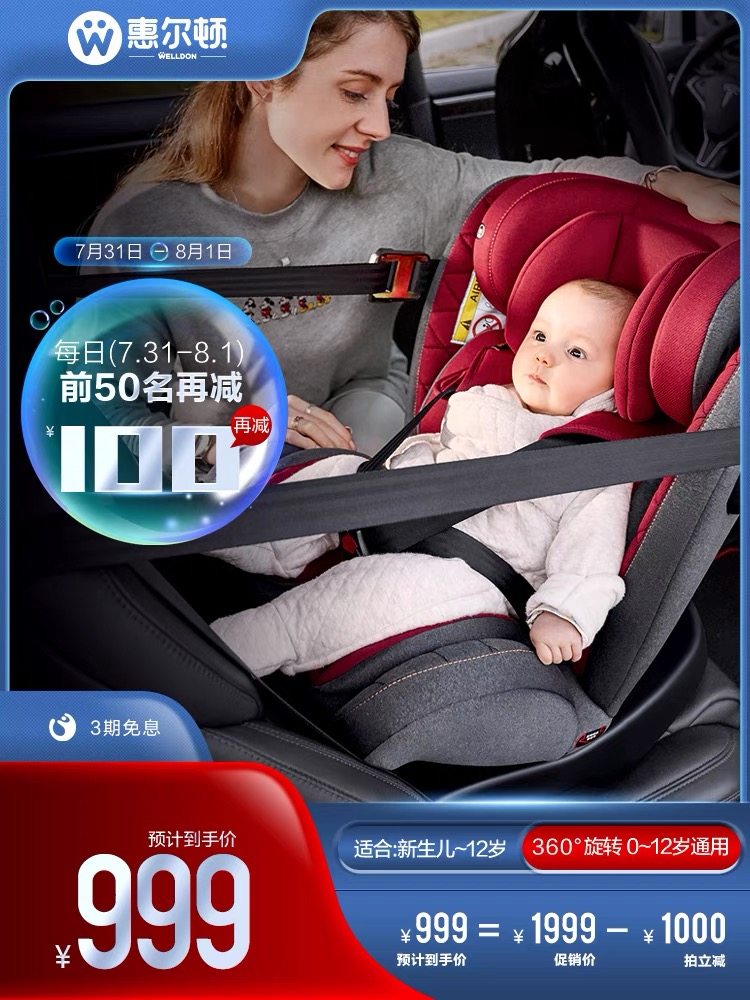 Wheelton Angela Baby Child Safety Seat Car 360 Rotating Child 0-12 Years Old Baby Car