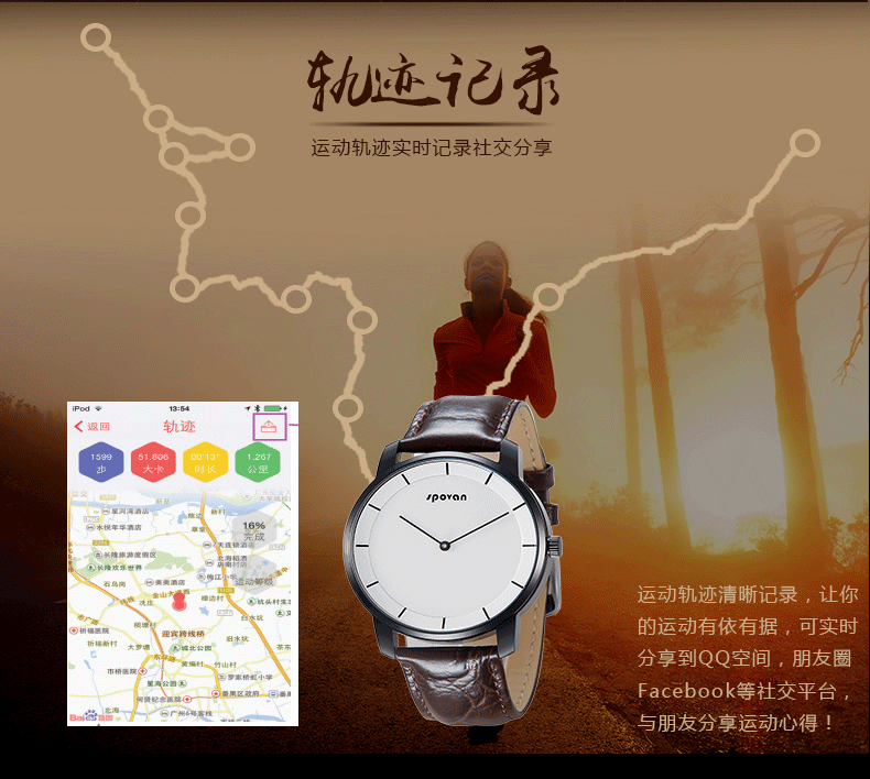 Sibowei ngoài trời thông minh chạy thể thao thủy triều nam GPS bước đa chức năng chống nước siêu mỏng đồng hồ điện tử ST01 - Giao tiếp / Điều hướng / Đồng hồ ngoài trời dong ho dw