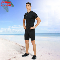 Li Ning sports suit mens summer new quick-drying thin short-sleeved shorts casual running competition two-piece set