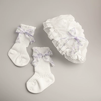 Сиреневые гольфы, цветочный принт, средней длины