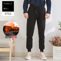 Warm men and women casual sweatpants winter plus velvet toppadded with pockets for winter fashion 9702
