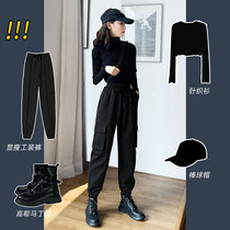 Overalls pants womens pants spring and summer 2021 new spring high waist slim leisure sports loose toe ankle-length pants