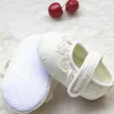Туфли для принцессы с бантиком, шнурок-держатель, детская обувь для выхода на улицу, кружевное платье, мягкая подошва, 0-1 лет