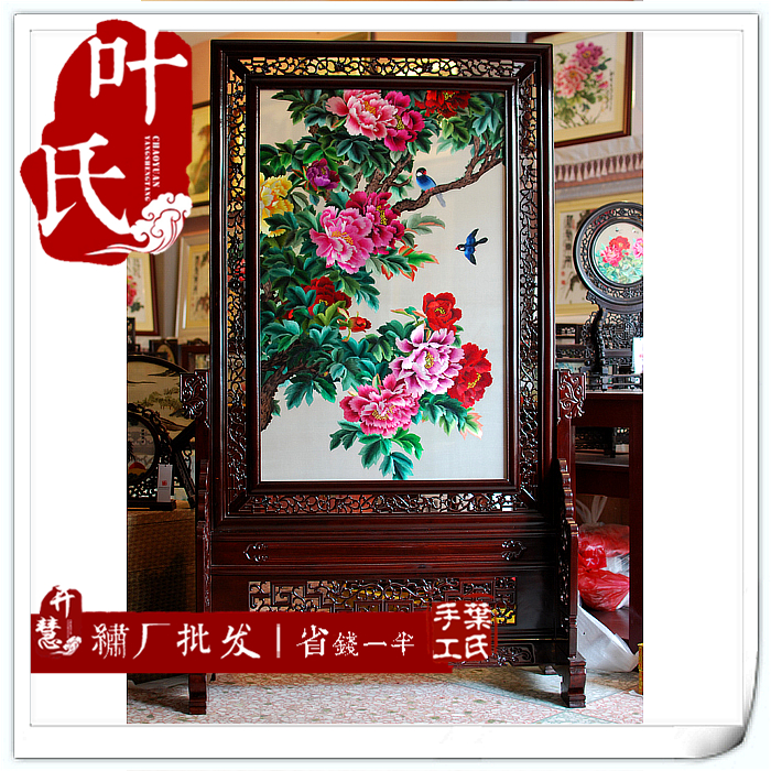 Xiangxiu embroidered double-sided embroidered piece Xiangxiu embroidered hand-embroidered living room hotel decoration painting flowers open rich and expensive