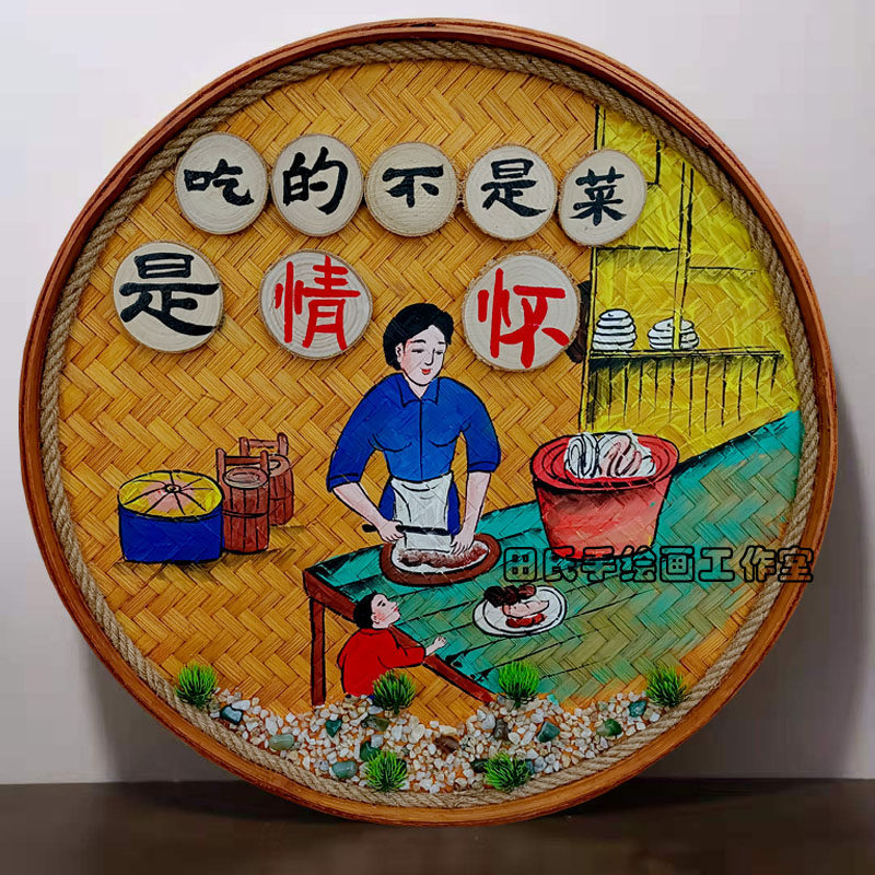 手绘簸箕画：点亮乡村记忆，打造美丽乡村新风尚🎨🏡-工艺画-淘宝百科网