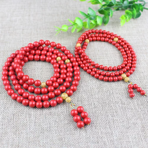 Четки из круглых бусин, браслет, свитер, ювелирное украшение подходит для мужчин и женщин для влюбленных, прямые продажи с завода, цвета киновари, 108 бусин, подарок на день рождения