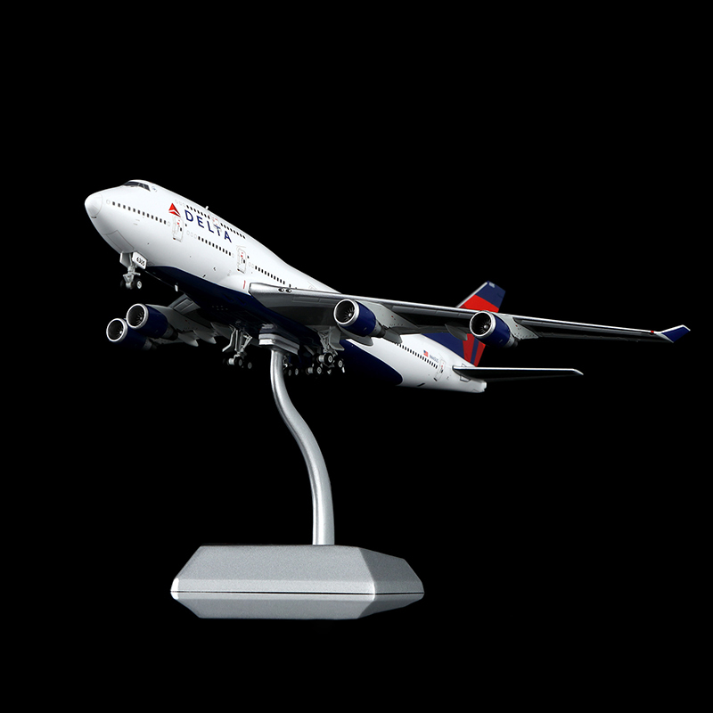 Hx 1/400 Delta Airlines Boeing 747-400 N665Us Alloy Aircraft Model Long 18cm