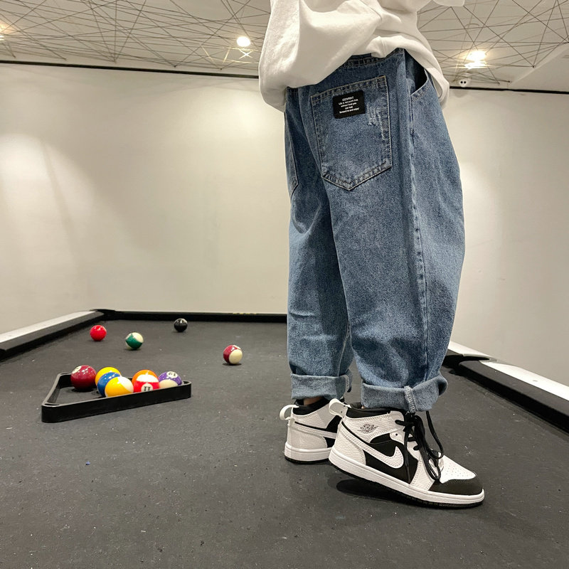 Pure Color Soft Jeans Boy Days Loose Long Pants Children Spring Dress New Casual Pants CUHK Boy Harun Pants
